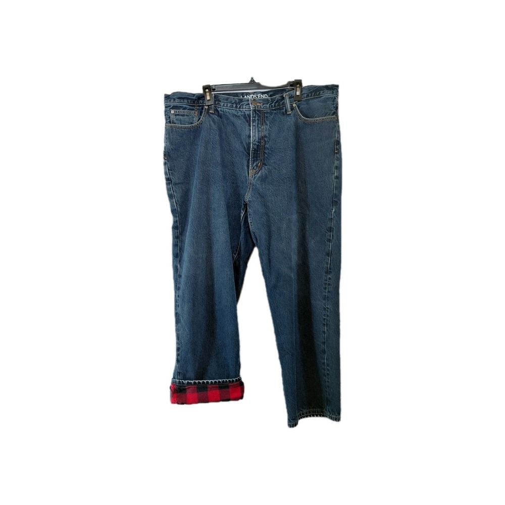 Land's End Traditional Fit Straight Leg Flannel Lined Jeans Men's 42 Work Wear